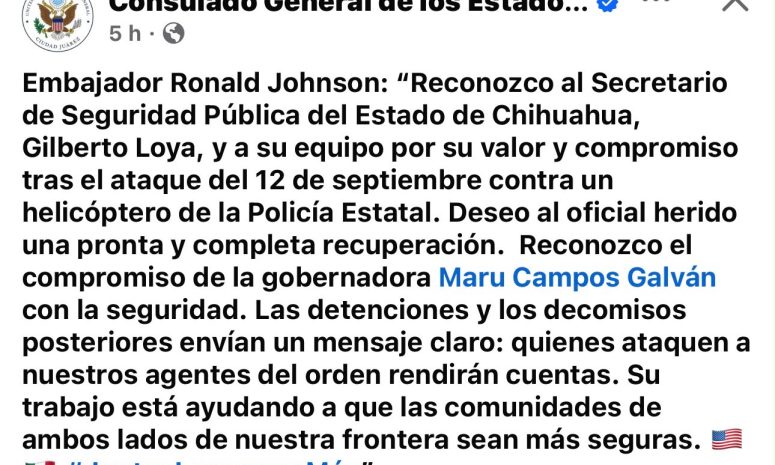 Ronald Johnson reconoce a Gilberto Loya tras ataque a helicóptero de la Policía Estatal