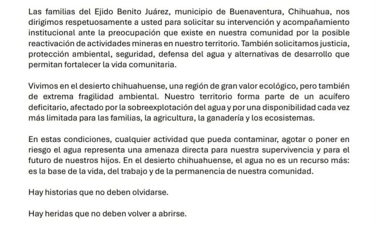Ejidatarios de Benito Juárez piden cancelar concesiones mineras: “No queremos otra tragedia”